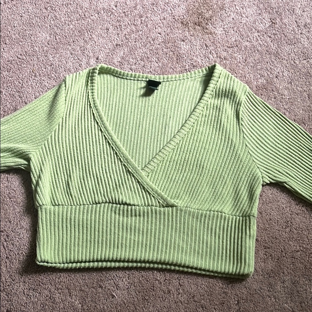 Wild Fable Light Green Ribbed Top